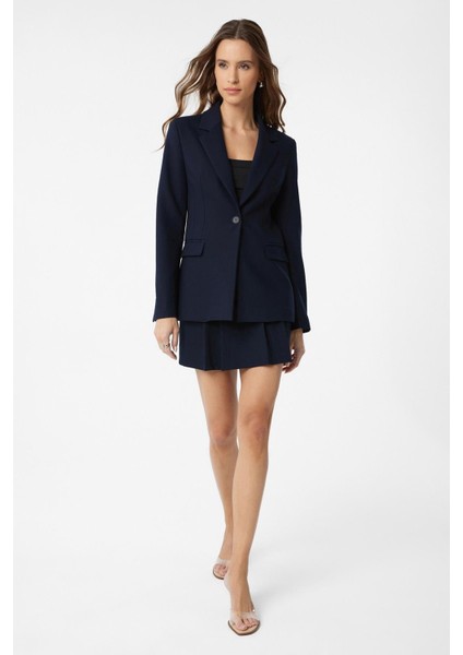 Lacivert Pileli Kadın Mini Etek fırsatları