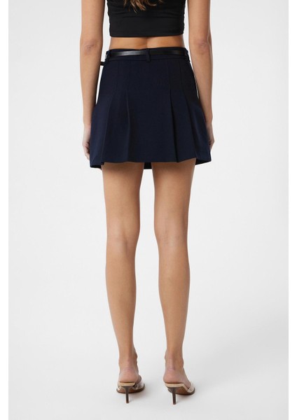 Lacivert Pileli Kadın Mini Etek indirimleri