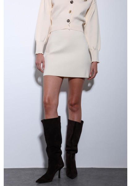 Ekru Triko Kadın Mini Etek fırsatları