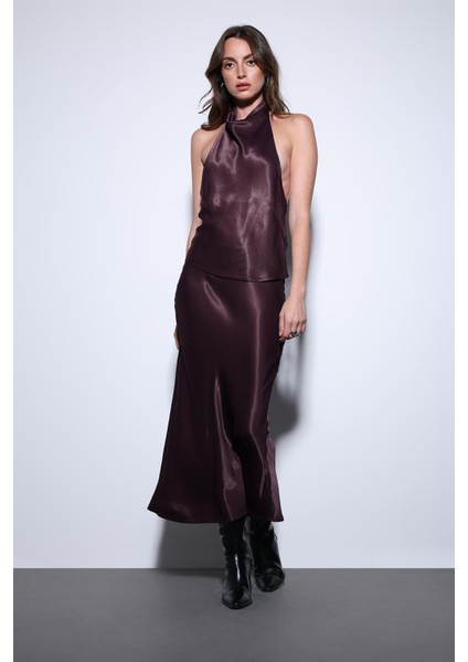 Bordo Saten Midi Etek fiyatları