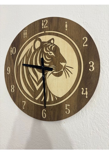 Safari Serisi - Kaplan - Ahşap Duvar Saati - 40 cm - (Çift Katmanlı Ahşap) fiyatları