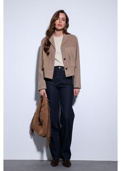 Bej Püskül Detaylı Süet Kadın Ceket fırsatları