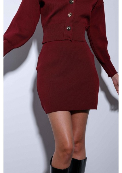 Bordo Triko Kadın Mini Etek fiyatları