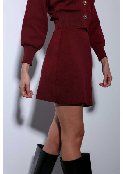 Bordo Triko Kadın Mini Etek indirimleri