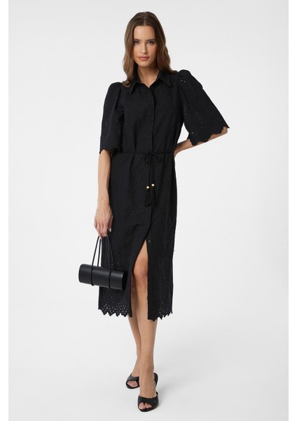 Siyah Kadın Fisto Işlemeli Elbise modelleri