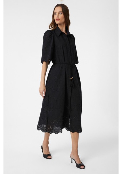 Siyah Kadın Fisto Işlemeli Elbise fırsatları