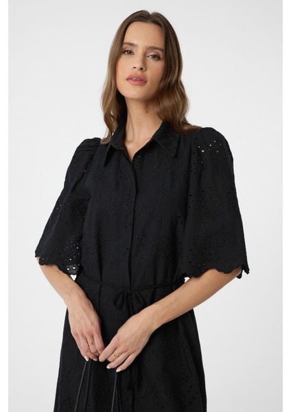 Siyah Kadın Fisto Işlemeli Elbise indirimleri