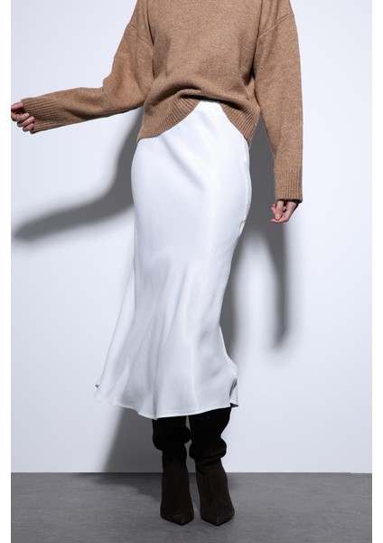 Beyaz Saten Midi Etek fiyatları