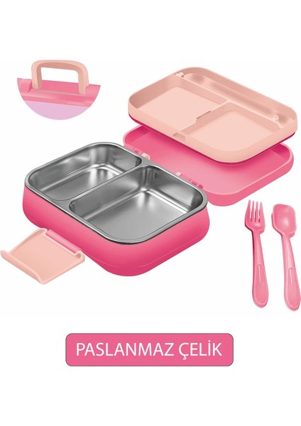 Happi Beslenme Kabı 1 Litre Paslanmaz Çelik 2 Bölmeli Sızdırmaz Yemek Saklama Kabı modelleri