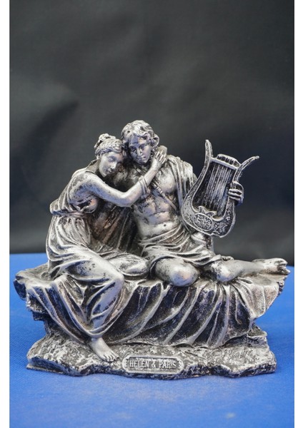 Antik Yunan Mitolojisi Paris ve Helen Heykel Biblo – Dekoratif Hediyelik Aksesuar (17 Cm)