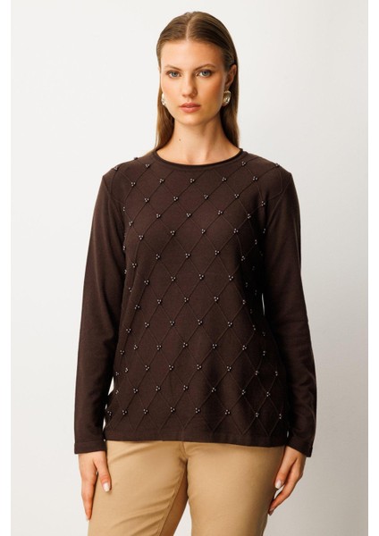 63312 Onteks Kazak Sıfır Yaka Baklava Desenli