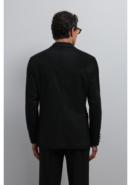 Siyah Astarsız Kruvaze Erkek Blazer Ceket