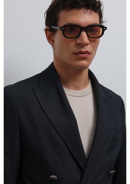 Lacivert Astarsız Kruvaze Erkek Blazer Ceket