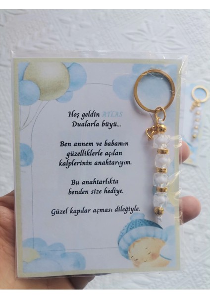 52 Adet Isme Özel Tasarım Beyaz Anahtarlık Hastane Yeni Doğan 40 Mevlidi Dağıtmalık Hediyelik indirimleri