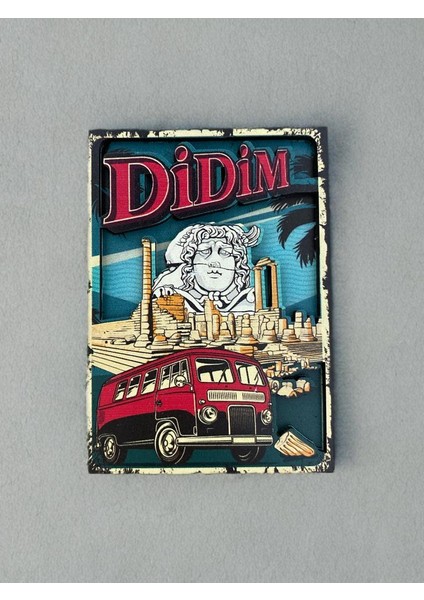 Didim Temalı 3D Eskitme Ahşap Magnet Buzdolabı Süsü
