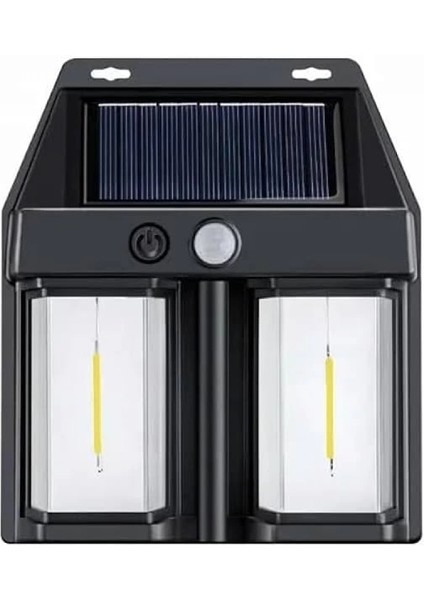 Rustik Ampul Ikili Solar Duvar Aplik Güneş Enerjili Hareket Sensörlü