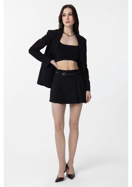 Siyah Pileli Kadın Mini Etek fiyatları