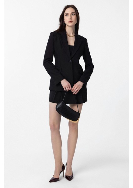 Siyah Pileli Kadın Mini Etek modelleri