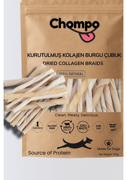 Kurutulmuş Kolajen Burgu Çubukları Köpek Ödülü 100 gr modelleri