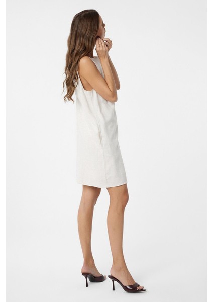 Ekru Keten Karışımlı Kadın Mini Elbise fırsatları