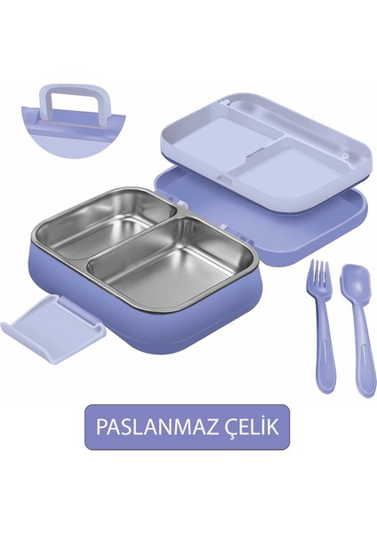 Happi Beslenme Kabı 1 Litre Paslanmaz Çelik 2 Bölmeli Sızdırmaz Yemek Saklama Kabı fırsatları