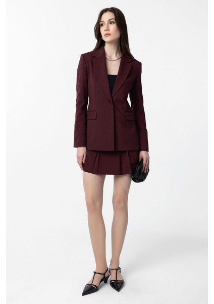 Bordo Pileli Kadın Mini Etek modelleri