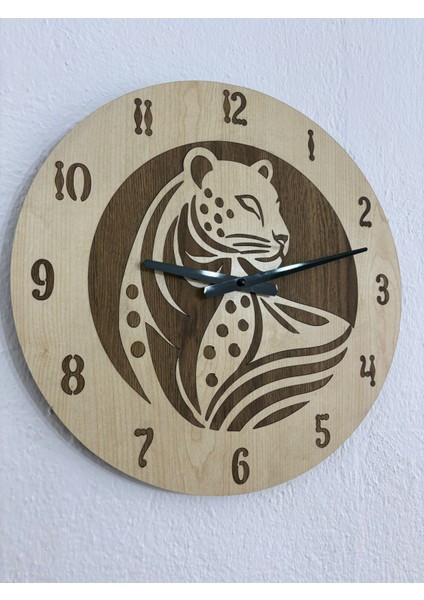 Safari Serisi - Leopar - Ahşap Duvar Saati - 40 cm (Çift Katmanlı Ahşap) fiyatları