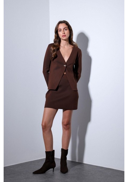 Kahve Triko Kadın Mini Etek modelleri