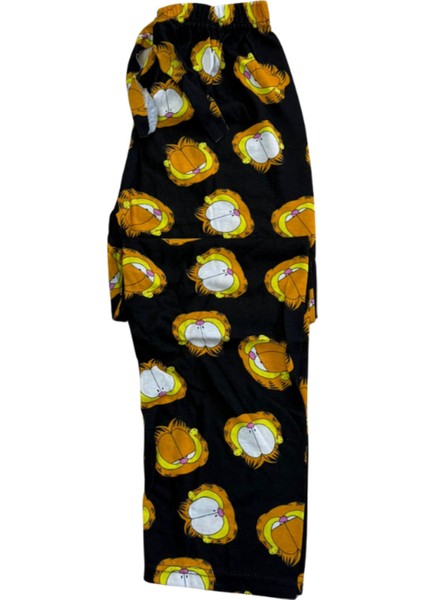 Kadın Garfield Desenli Siyah Pijama Altı – Rahat Penye Ev Giyim