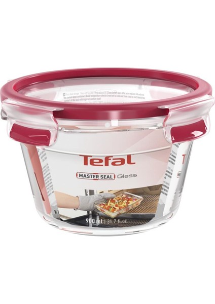 MasterSeal Fresh 0,9 Litre Cam Saklama Kabı - Kırmızı