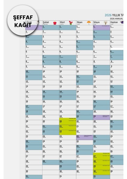 2026 Yıllık Şeffaf Planlayıcı, Kendiliğinden Tutunan, Yapışkansız, Pratik, Akıllı Kağıt Yazı Panosu, Promosyon Takvim fiyatları