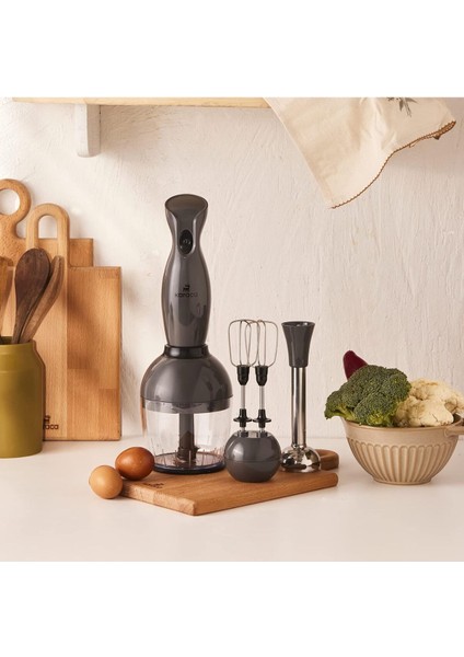 3'lü 1000W Blender Seti, Space Gray, Çok Renkli, Dayanıklı ve Şık Tasarım