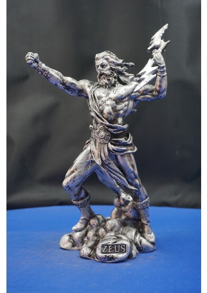 Mitolojik Tasarım Zeus Heykel Biblo - Ev Ofis Dekoratif Hediyelik Aksesuar (25 Cm)