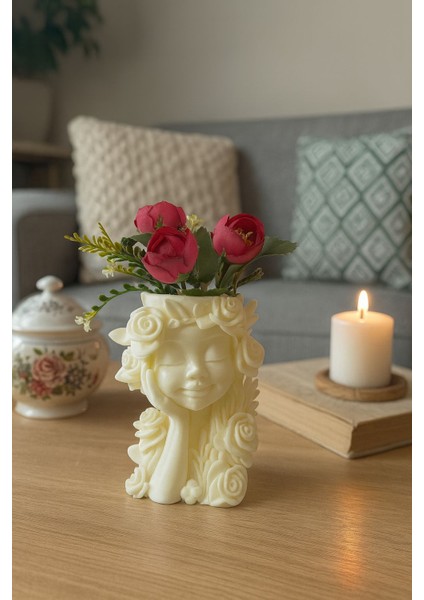 Dekoratif Kız Figürü Sukulent & Kaktüs Saksısı Dekor Aksesuarı Masaüstü Saksı Balkon Dekoru