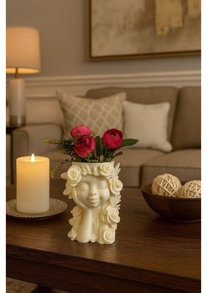 Dekoratif Kız Figürü Sukulent & Kaktüs Saksısı Dekor Aksesuarı Masaüstü Saksı Balkon Dekoru modelleri