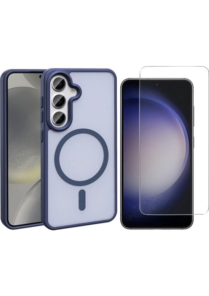 Samsung Galaxy S25 FE Kılıf M-safe Şarj Özellikli Mat Arka Yüzey Zore Sio Kapak + Nano Ekran Koruyucu