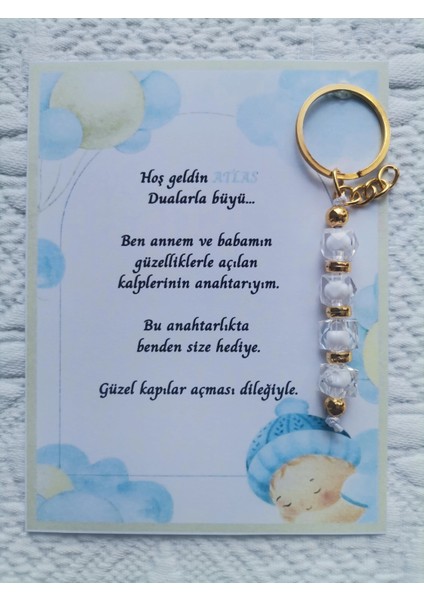 72 Adet Isme Özel Tasarım Beyaz Anahtarlık Hastane Yeni Doğan 40 Mevlidi Dağıtmalık Hediyelik