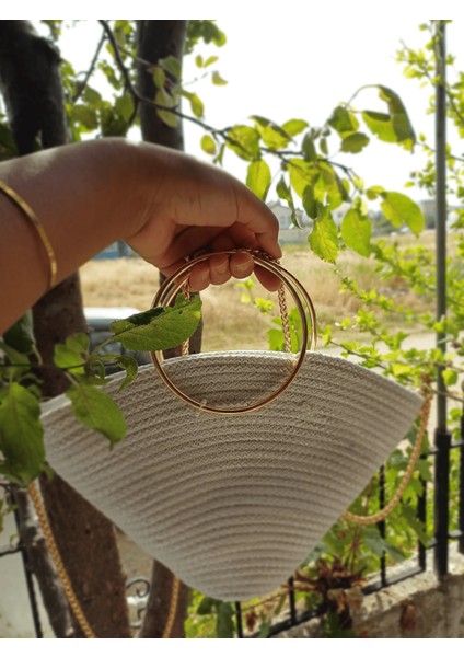 El Yapımı Abiye Çanta, Gold Metal Halka Saplı ve Zincir Askılı Tasarım Davet Çantası modelleri