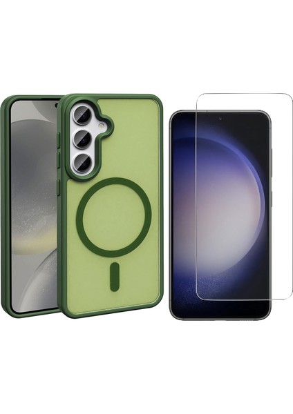 Samsung Galaxy S25 FE Kılıf M-safe Şarj Özellikli Mat Arka Yüzey Zore Sio Kapak + Nano Ekran Koruyucu