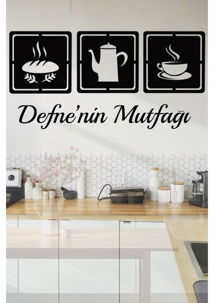3 Lü Kişiye Özel Isimli Mutfak Için Tablo Mutfak Duvar Dekoru Ekmek Fincan Çaydanlık