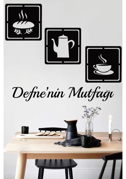 3 Lü Kişiye Özel Isimli Mutfak Için Tablo Mutfak Duvar Dekoru Ekmek Fincan Çaydanlık fiyatları