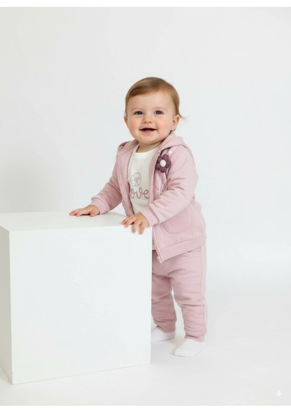 Kapüşonlu 3’lü Kız Çocuk Takımı