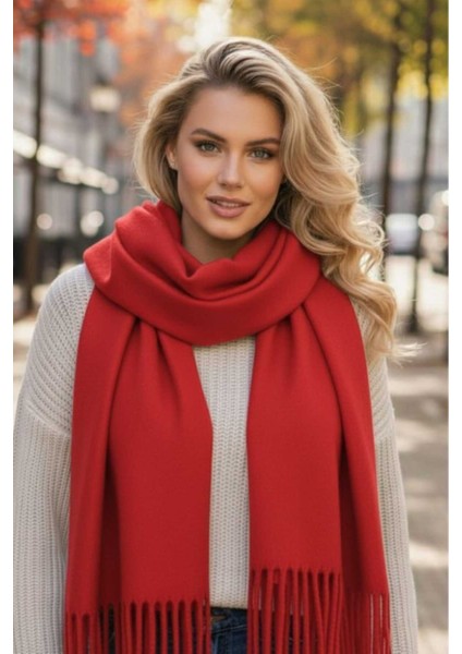 Kadın Yumuşak Dokulu Püsküllü Kışlık Buklet Atkı Şal