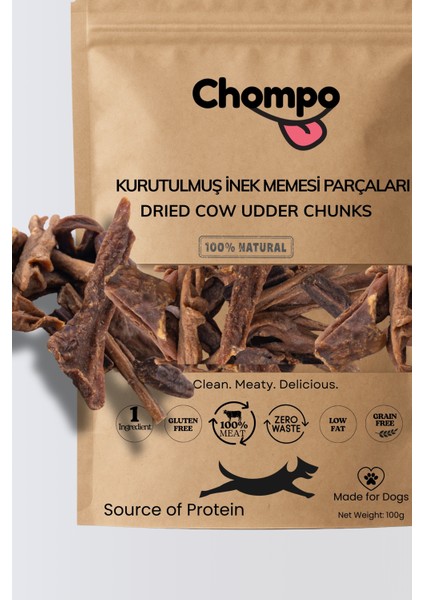 Kurutulmuş Inek Memesi Parçaları Köpek Ödülü 100 gr