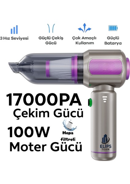 Şarjlı Kablosuz Araç Içi Süpürge | 17000PA Güçlü Vakum | Fırçasız Motor | Üfleme & Vakum fırsatları