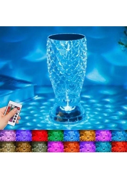 Balık Süzgeç Model USB Şarjlı Kumandalı 16FARKLI Işık Modlu Masa Üstü Kristal Akrilik LED indirimleri