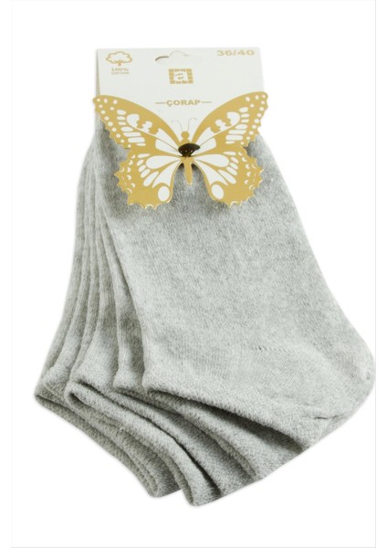 Sepetim 3 Çift Gri Renkli Snekars Çorap-Gri