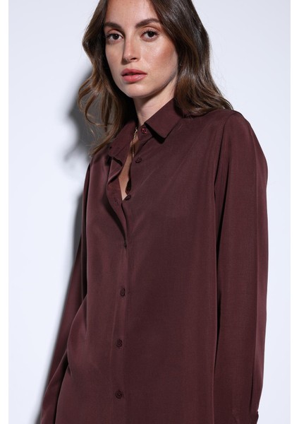 Bordo Premium Kadın Gömlek