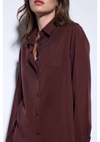 Bordo Premium Kadın Gömlek