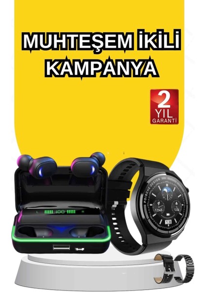 Yeni Nesil Akıllı Saat ve Bluetooth Kulaklık Titreşim Bildirimleri Uyku Takibi